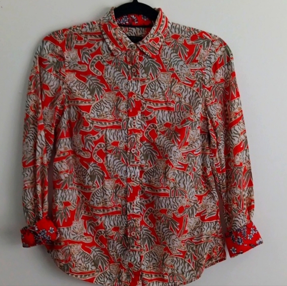 Talbots Tiger Print Button Up Shirt #2205 - Picture 7 of 7